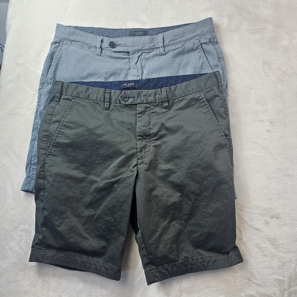 Lot of 2 Ted Baker London Shorts Men's 34R Gray & Olive Green Shorts Preppy Golf